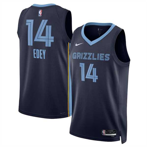Men%27s Memphis Grizzlies #14 Zach Edey Navy Icon Edition Stitched Jersey Dzhi